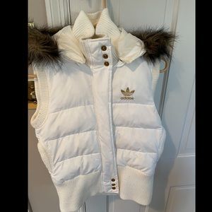 Adidas Vest with Removable Hood Faux Fur